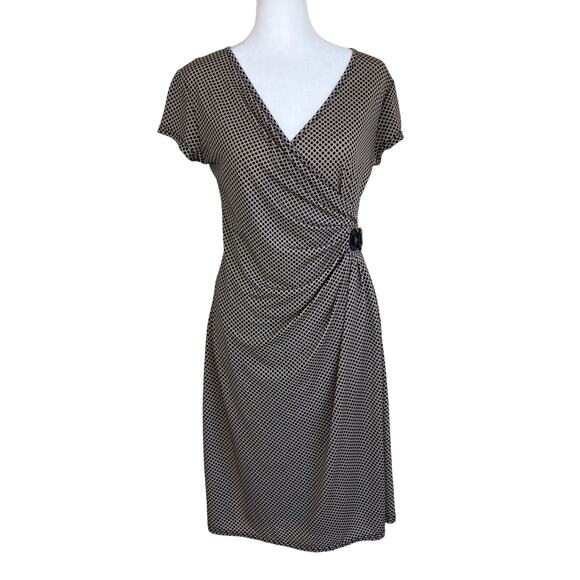 Promod Sz S Retro Feminine Polka Dot Faux Wrap-dress Knee-length Sexy Y2K Twee - Picture 1 of 16